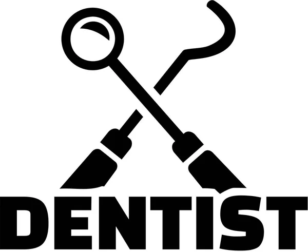 Dentist with crossed tools — Stock Vector