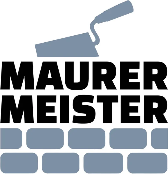 Mason master tyska med murslev och tegel vägg — Stock vektor