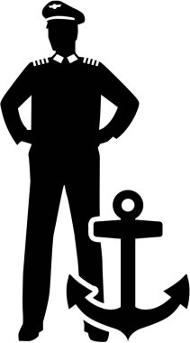 Kaptan siluet çapa ile