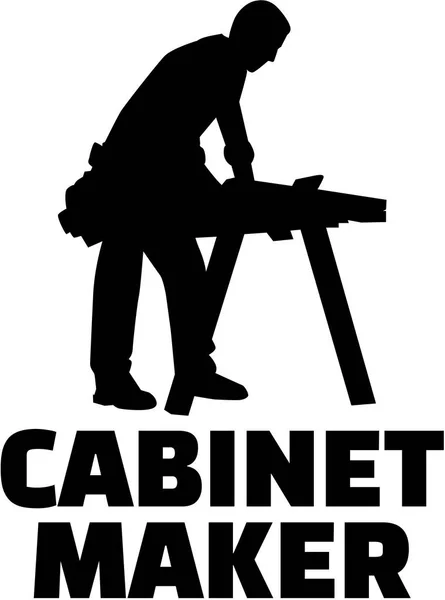 Cabinetmaker silhouette with job title — Stock Vector
