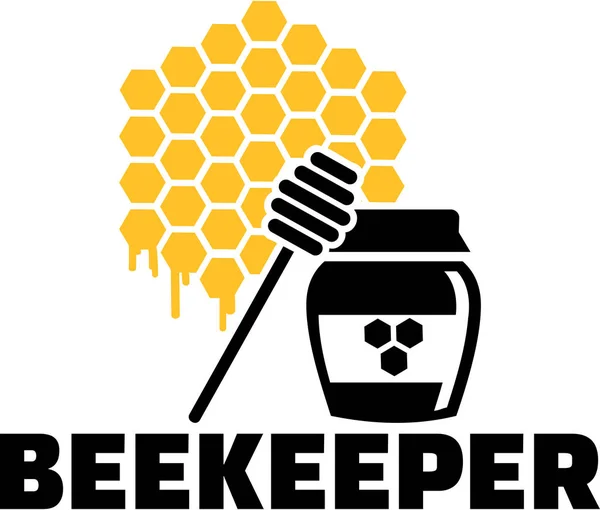 Apicultor favo de mel e título de trabalho honeypot — Vetor de Stock