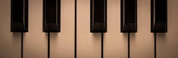 Piano tangenter närbild, musikaliska instrument — Stockfoto