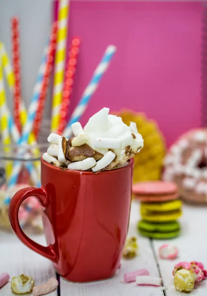 Red Cup of cocoa — Stock Photo, Image