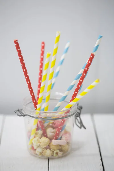 Colored straws for drinks — Stock Photo, Image