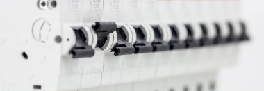 Elektrik makineleri, beyaz arka plan üzerinde closeup izole komut satırı anahtarları