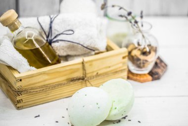 Spa natürmort beyaz tahta adam üzerinde