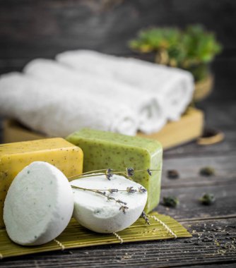 Spa natürmort ahşap arka plan üzerinde