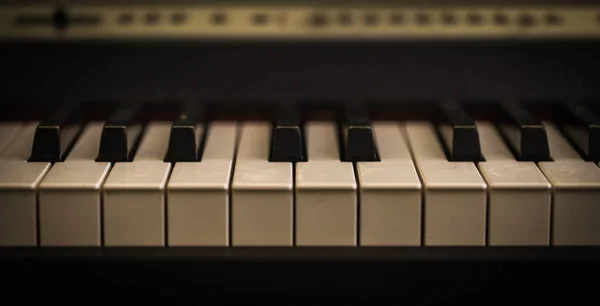 Strumento musicale, tasti per pianoforte primo piano — Foto Stock