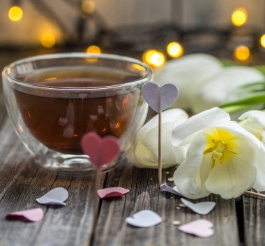 Kalp ile Sevgililer günü çay Kupası