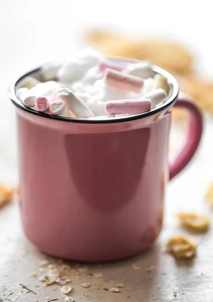 A delicious Cup of cocoa with colorful marshmallows — Stock Photo, Image