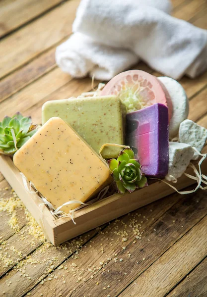 Spa soap in a wooden box