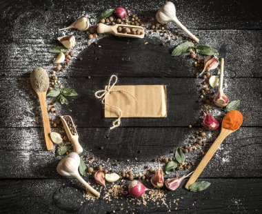 Baharat metin için siyah arka plan yer Tarih