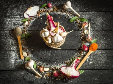 Baharat metin için siyah arka plan yer Tarih