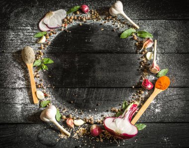 Baharat metin için siyah arka plan yer Tarih