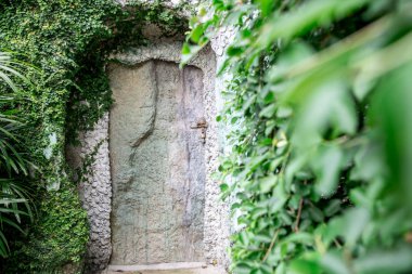 kayanın içindeki eski ahşap kapı