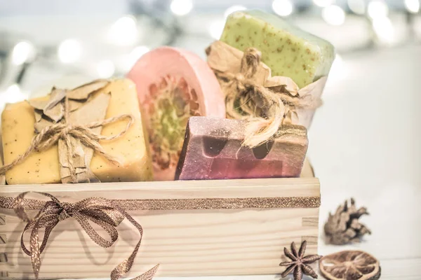 Gift box with soap — Stock Photo, Image