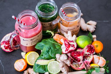 Cam Kavanoz meyve vitamini taze meyve smoothies