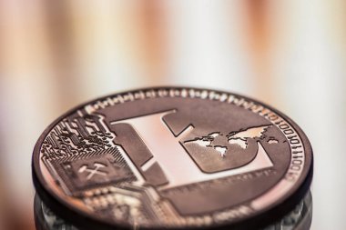 Litecoin tatlı güzel bir arka plan üzerinde para. Kavramsal IMAG