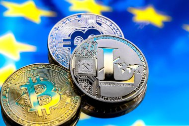 Bitcoin ve litecoin, Avrupa'nın arka planı sikke ve