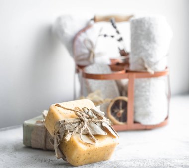 El yapımı sabun ile Spa kompozisyon