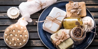 Natürmort sabun ile bir Spa