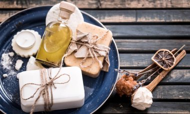 Natürmort sabun ile bir Spa
