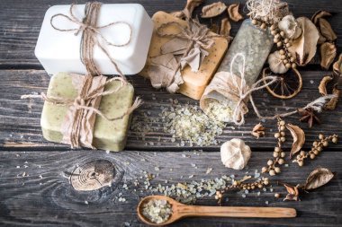 Spa natürmort ahşap zemin