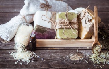 Spa natürmort ahşap zemin