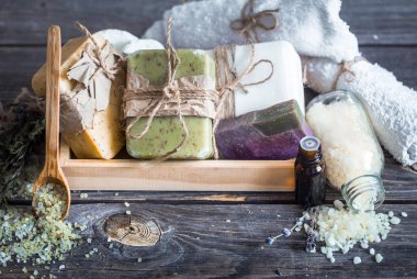 Spa natürmort ahşap zemin