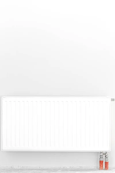 Радиатор Перед Белой Стеной Вид Спереди Пространство Текста — стоковое фото