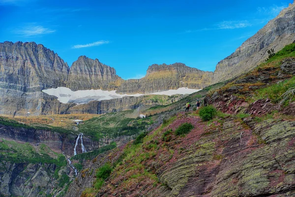 Glaciar Grinnell e lago no Parque Nacional Glaciar no verão — Fotografia de Stock