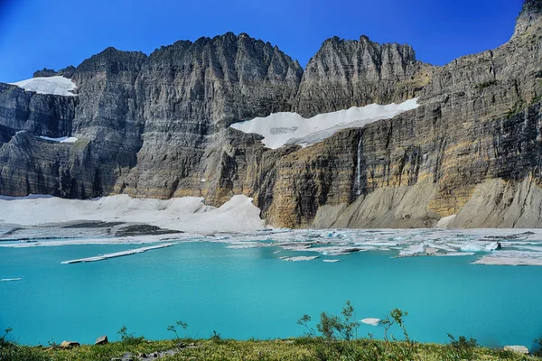 Grinnell Glacier klarblå himmel, Glacier National Park, Montana Stockbild