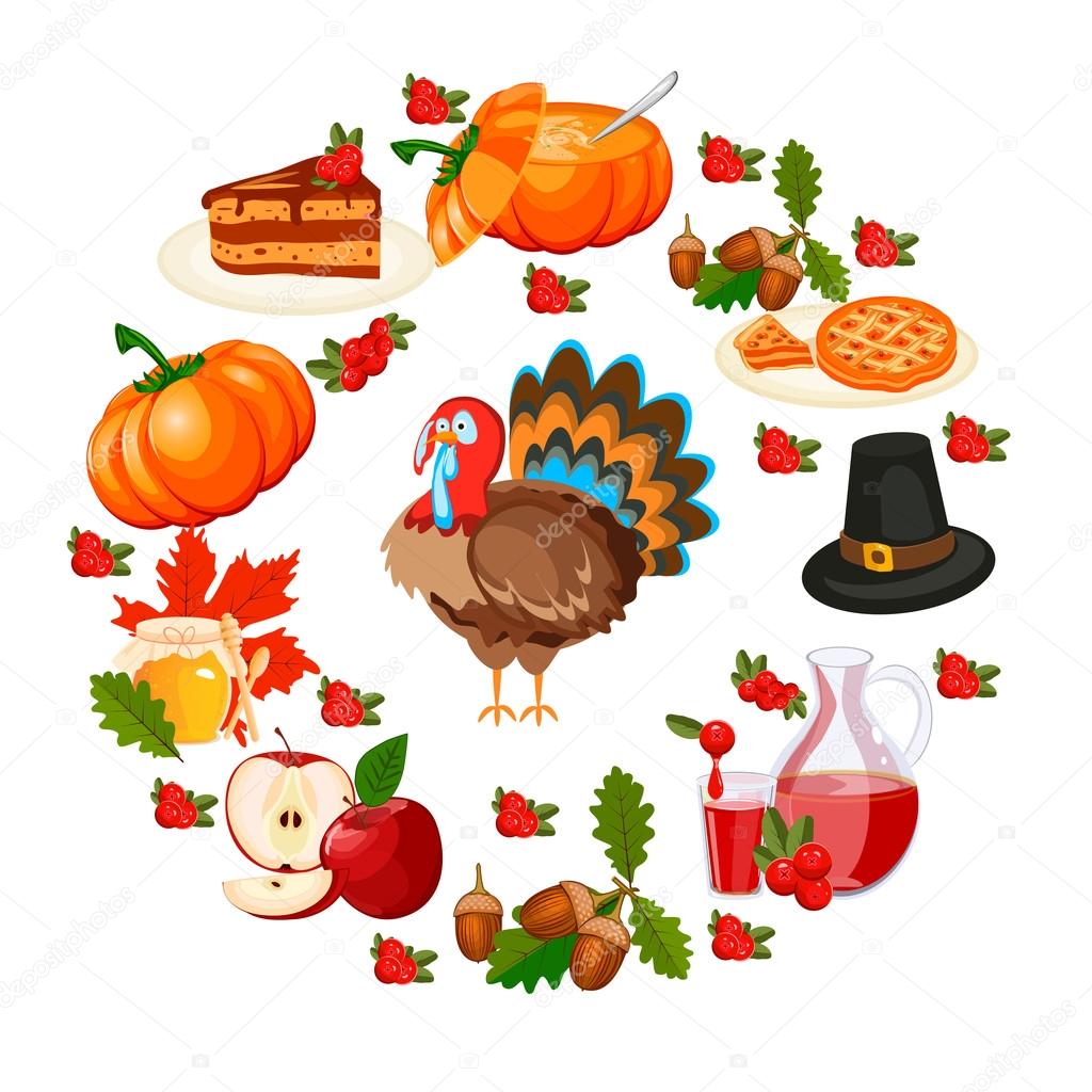 Vector Illustration of a Happy Thanksgiving Celebration Design.