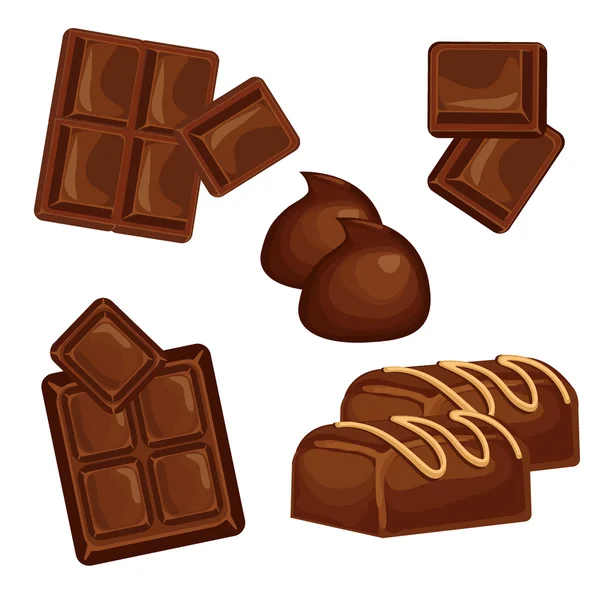 Chocolade repen en stukken vector set — Stockvector