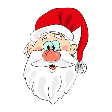 Neşeli Noel Baba izole yüz vektör çizim.
