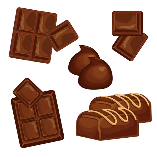 Chocolade bars en stukken set — Stockfoto