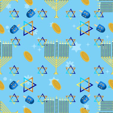 Yahudi tatil Dikişsiz desen hanukkah vektör.