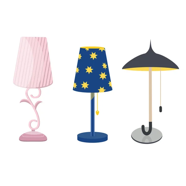 Lampes ensemble de meubles design de lumière vecteur électrique — Image vectorielle