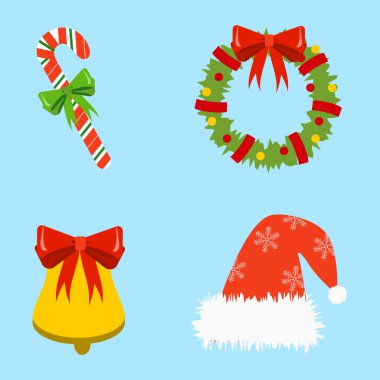 Noel retro simgeler, öğeleri ve çizimler