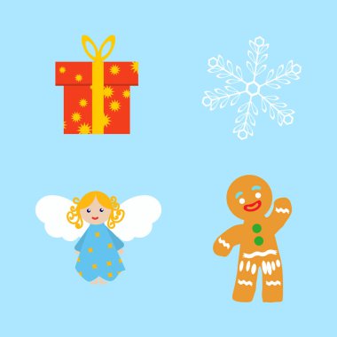 Noel retro simgeler, öğeleri ve çizimler