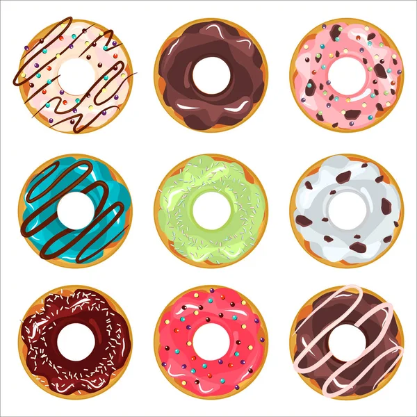 Sırlı renkli donut vektör topluluğu.
