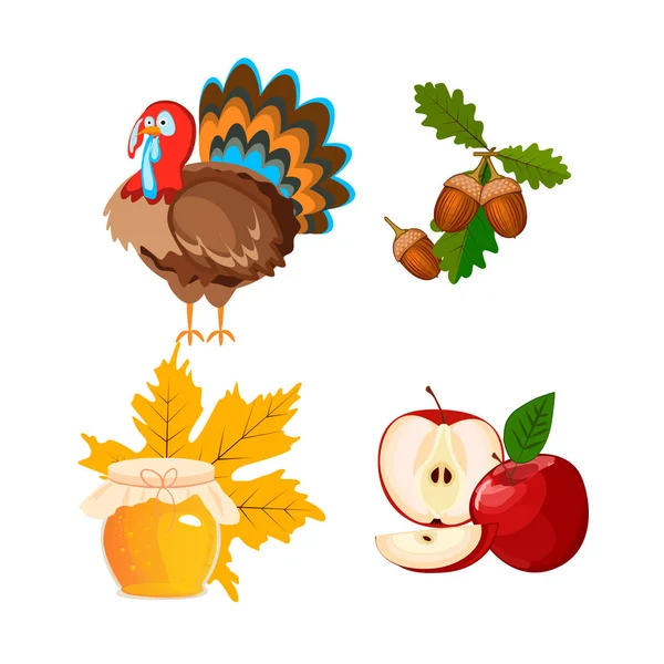 Ensemble vectoriel d'icônes de Thanksgiving — Image vectorielle