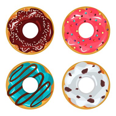 Sırlı renkli donut vektör topluluğu.