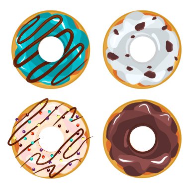 Sırlı renkli donut vektör topluluğu.