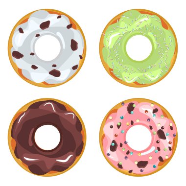 Sırlı renkli donut vektör topluluğu.