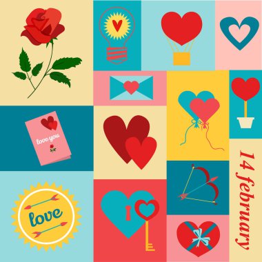 Sevgililer simgeler vektör.