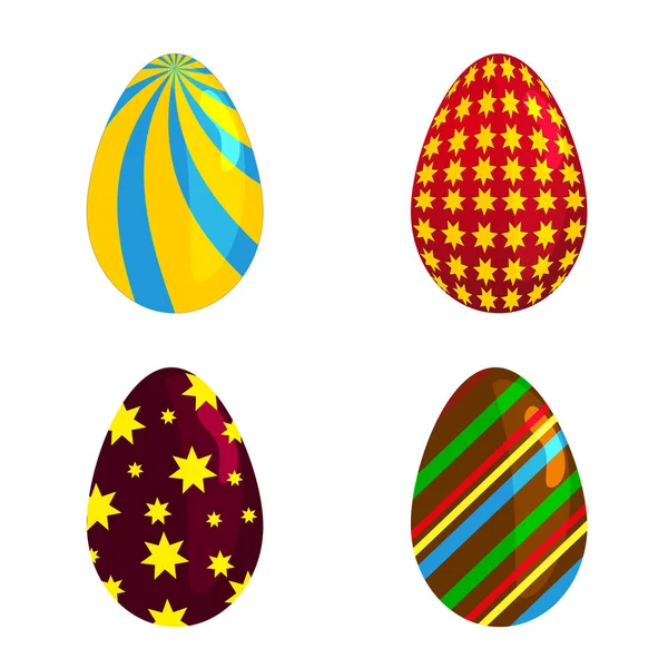 Huevos de Pascua primavera colorido celebración decoración vacaciones vector iconos . — Vector de stock