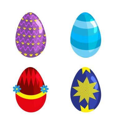 Paskalya yumurtaları renkli kutlama dekorasyon tatil vektör simgeler bahar.