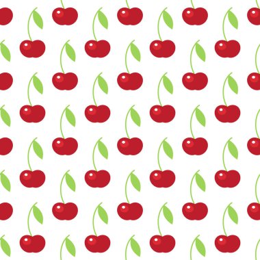 Kiraz seamless modeli kırmızı tatlı taze gıda meyve vejetaryen vektör çizim arka plan.