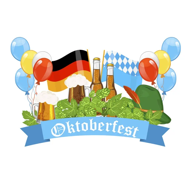 Oktoberfest design fond bière festival vecteur bannière bavaroise design illustration . — Image vectorielle